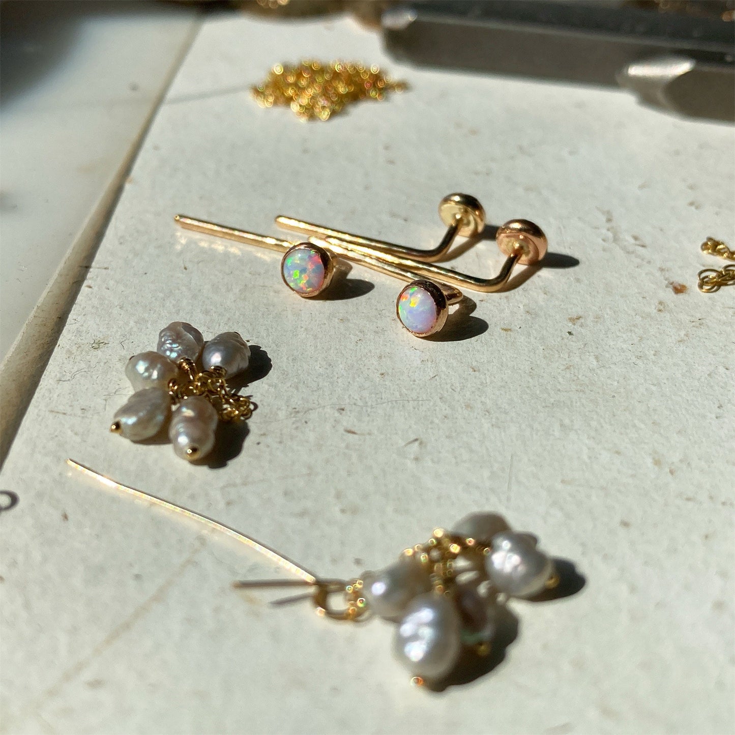 Opal Slip On Earrings